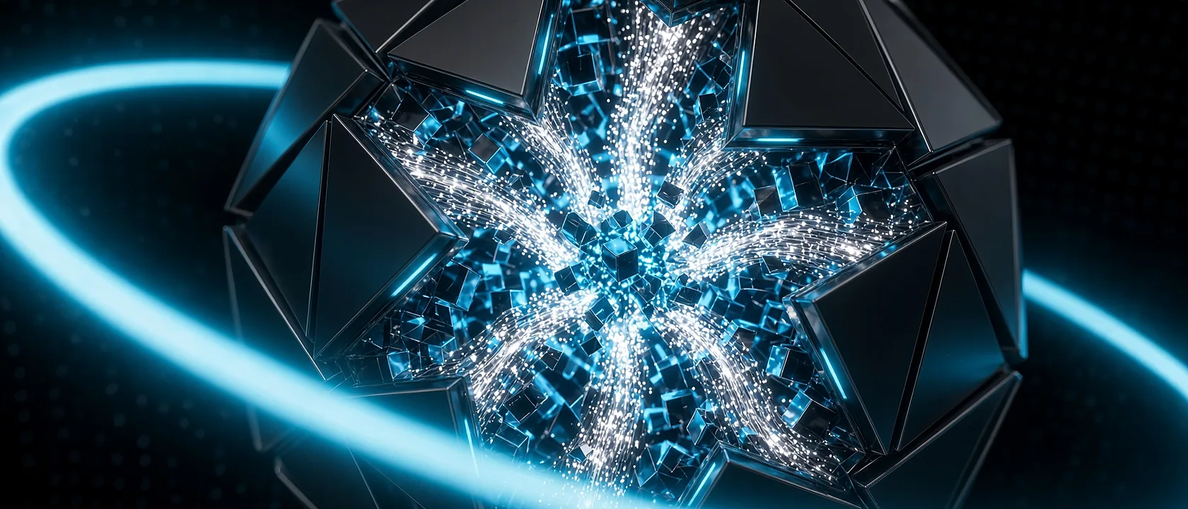 The CIPHRA sphere opened, its core streaming particles